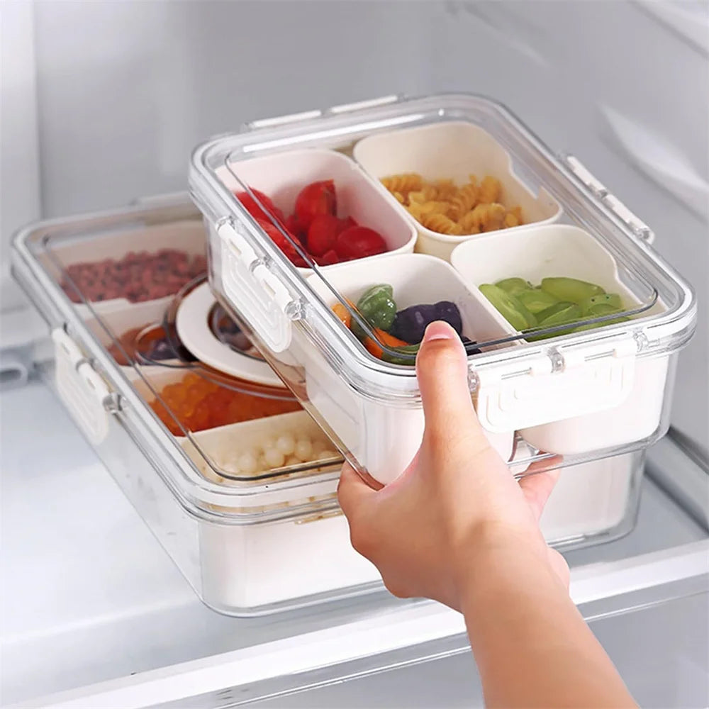 Snack Container with 4 Compartments | Organizer with Lid