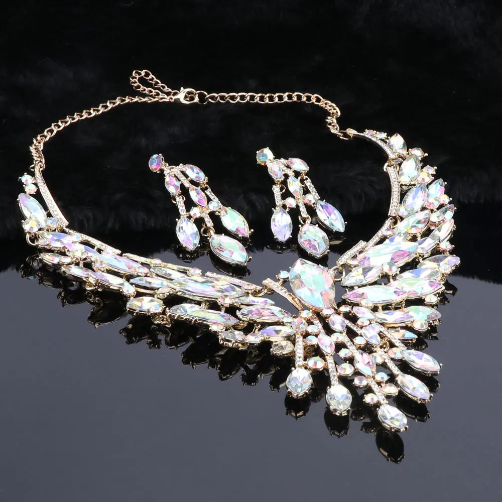 Indian style bridal jewelry set with crystal necklace