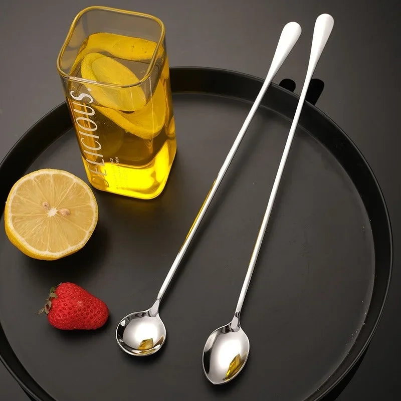 Cocktail Mixing Spoon (30cm) | Long Handle, Round Head, Stainless Steel | Bartender Tool for Drinks, Honey, Kitchen Use
