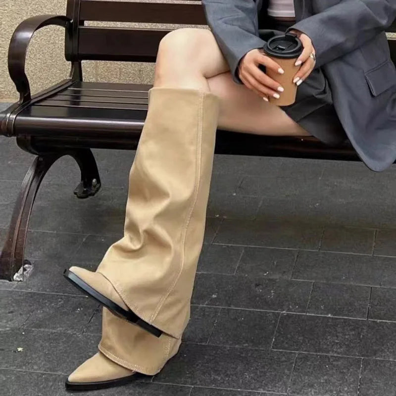 Women's High Heel Boots with Pointed Toe | Sexy and Elegant Style | Fashionable Chunky Medium Heel