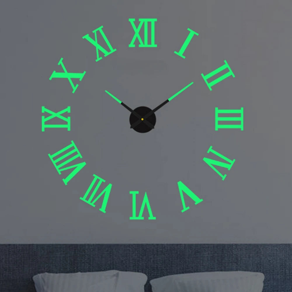 Large 3D acrylic wall clock with mirror effect