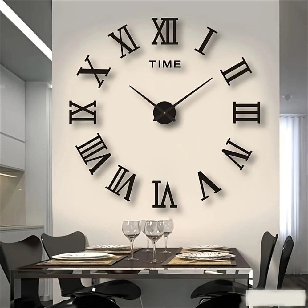 Large 3D acrylic wall clock with mirror effect