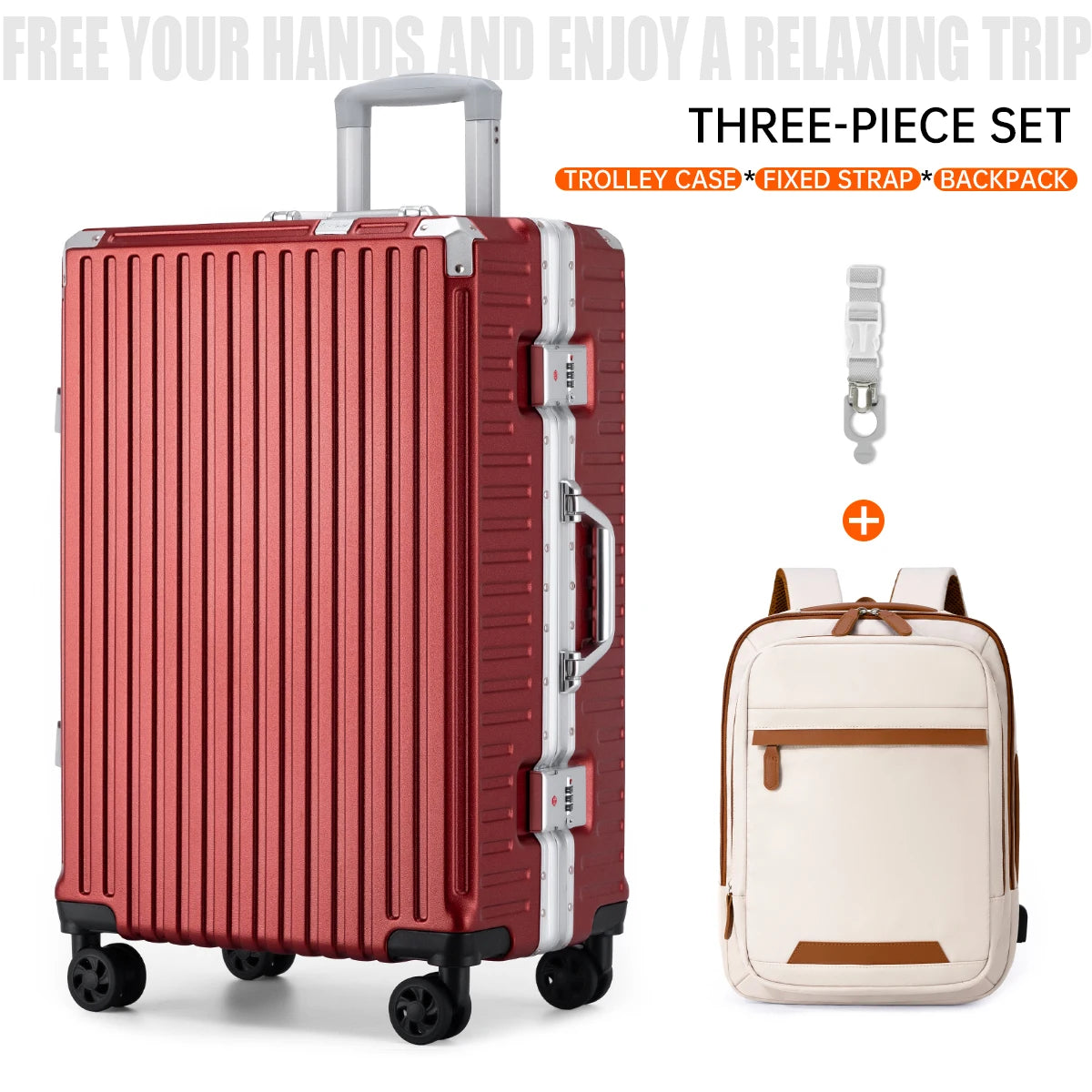 3-piece hardside luggage set with aluminum frame