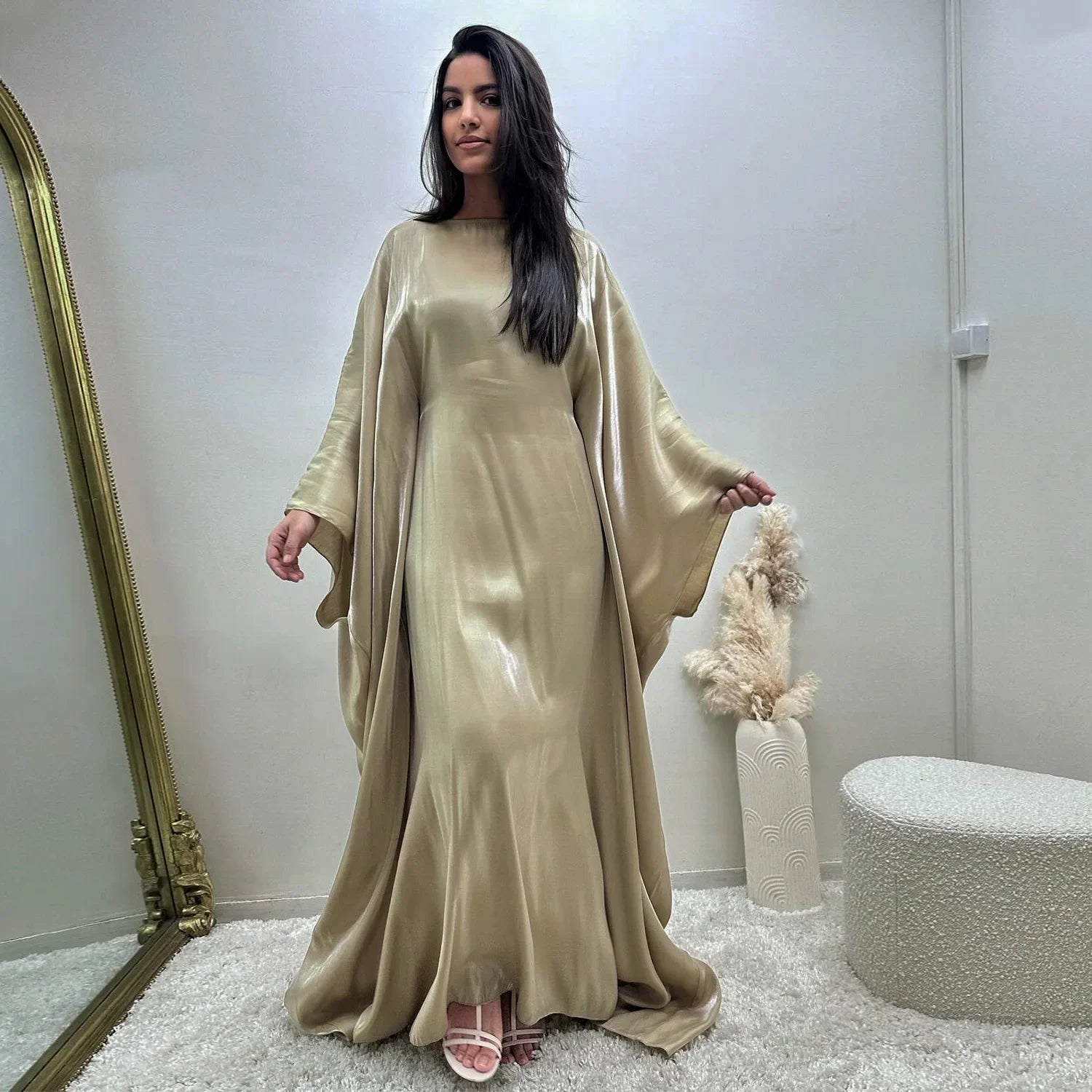 Shiny abaya with butterfly design