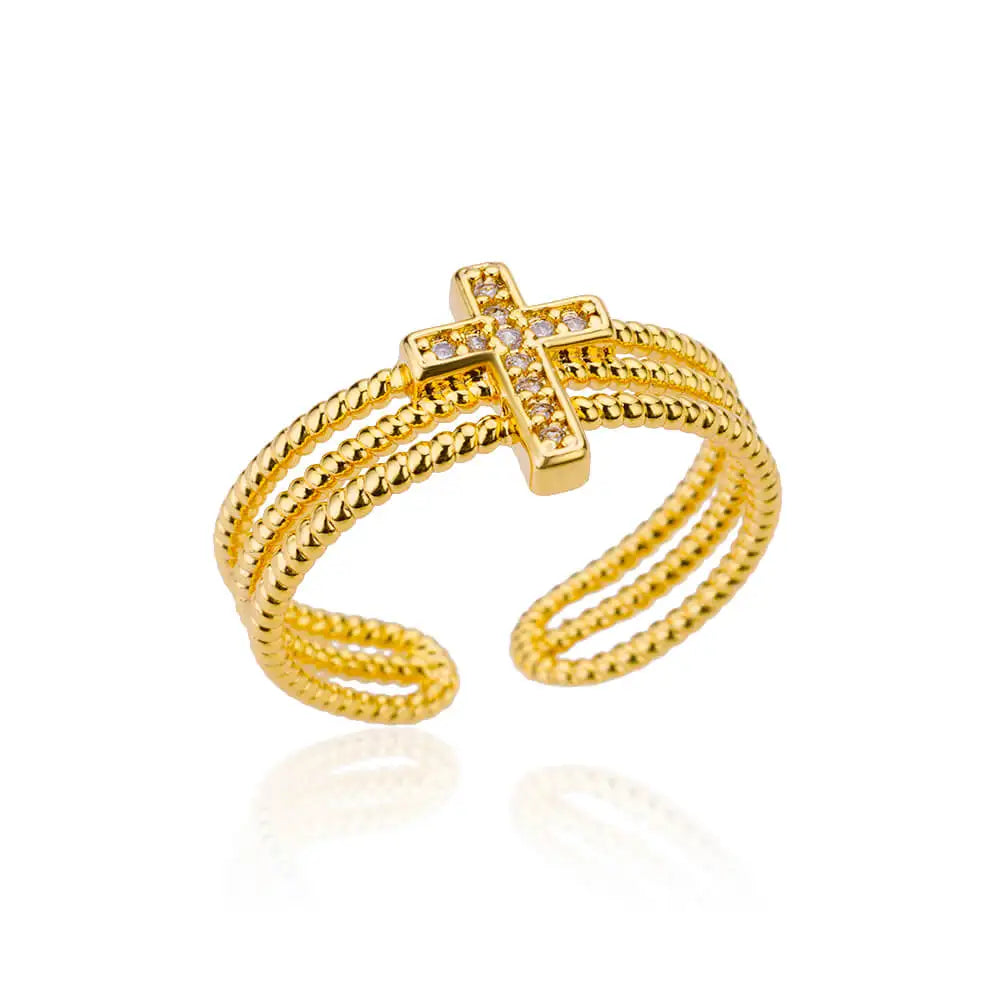 Stainless Steel Ring. Gold Finish. Classic Luxury Design