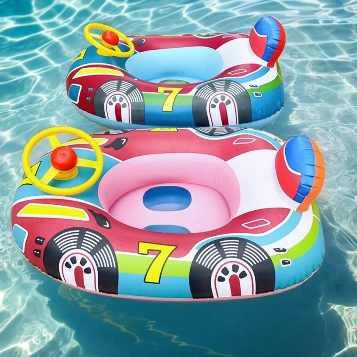 Inflatable Car Baby Pool Float for Toddlers with Safety Handles