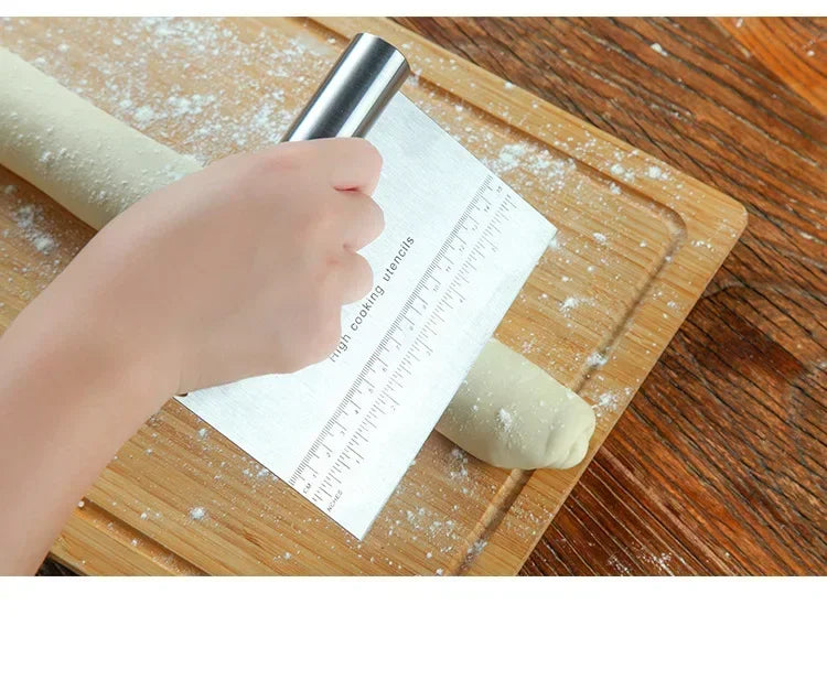 Stainless steel dough scraper with ruler