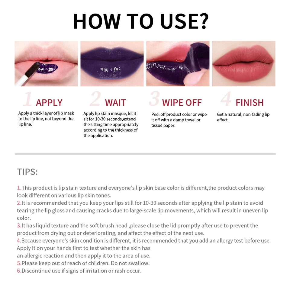 Peel Off Lip Tint - Matte Effect, Long Lasting and Waterproof
