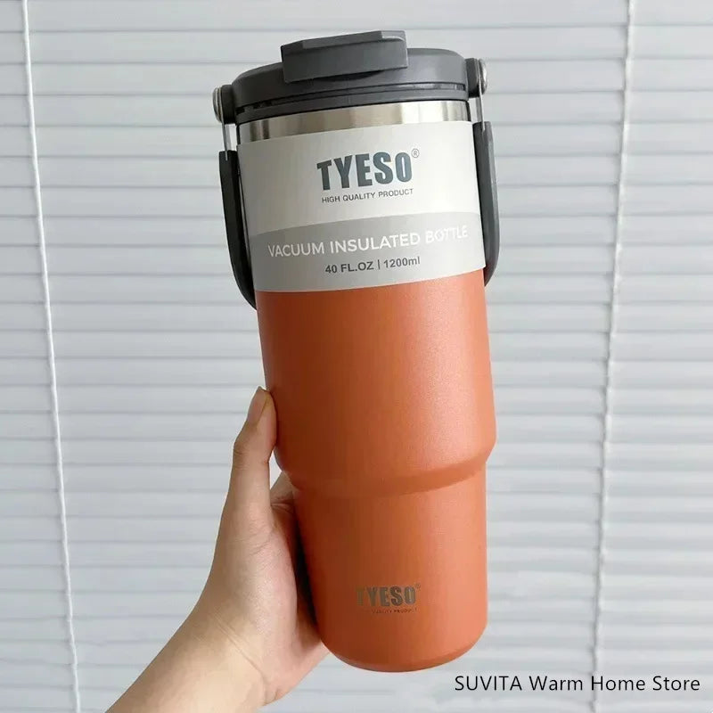 Stainless Steel Thermal Car Mug, Vacuum Insulated Travel Cup, Large Capacity with Dual Function Lid, Fits Cup Holders