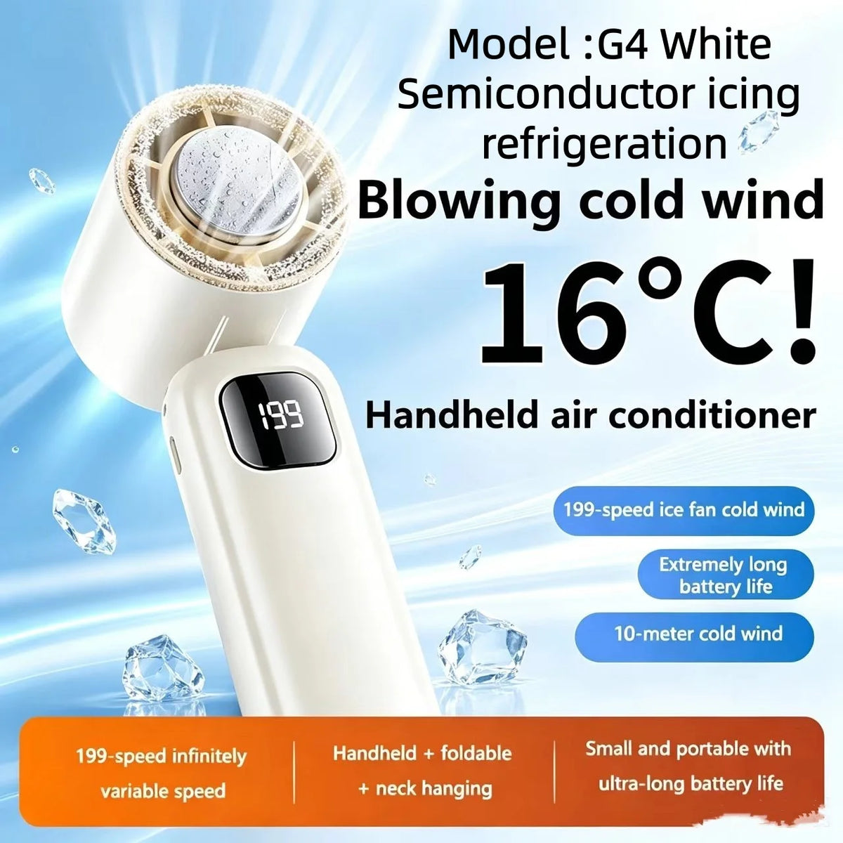 Ventilador de Cuello USB de 8000 mAh, Portátil, Sin Aspas, Mini, Recargable, Silencioso, con Pantalla LED Digital, Enfriador de Aire Eléctrico de Mano