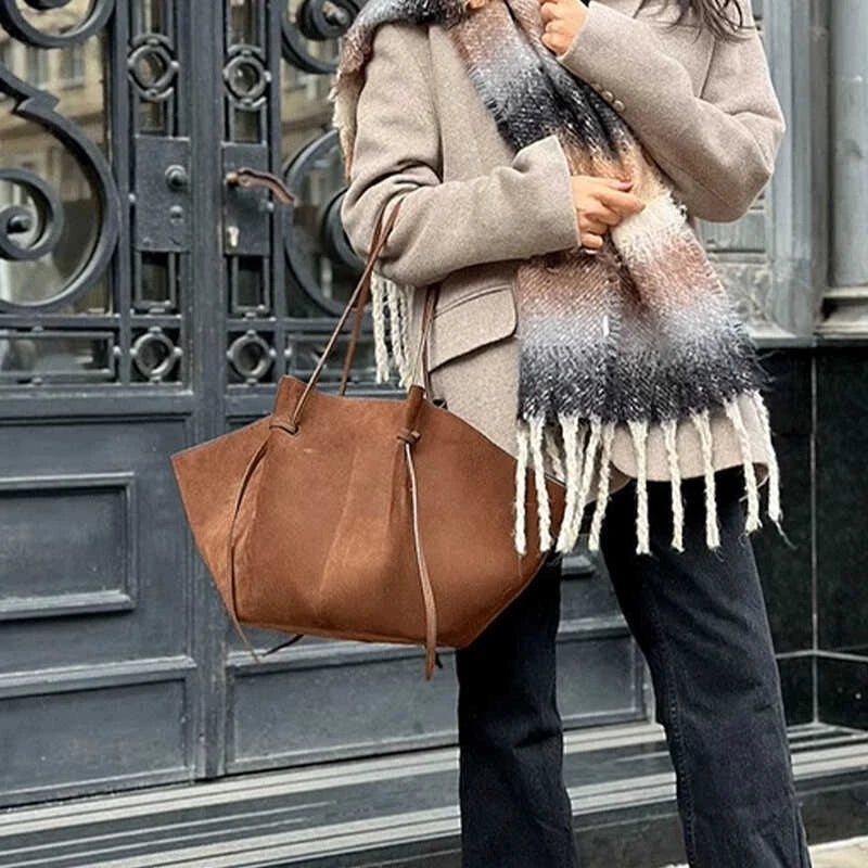 Women's faux suede handbag with matte finish