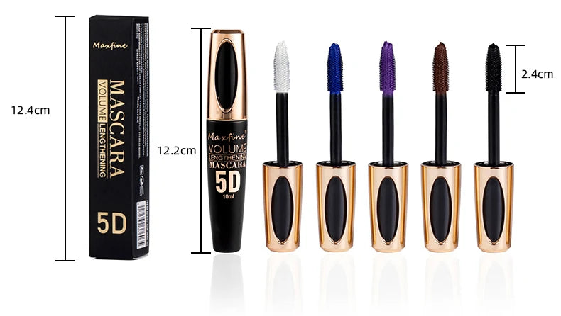 5D Silk Mascara, Waterproof for Lengthening & Volumizing Black Lashes