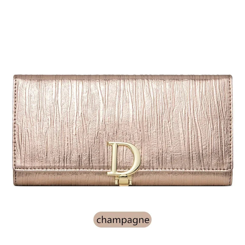 Women's Genuine Leather Long Wallet with Phone Compartment
