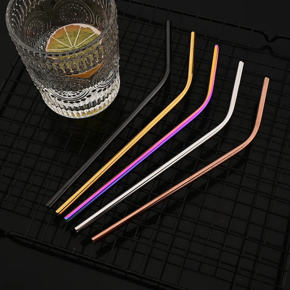 Gold Stainless Steel Reusable Straws Set