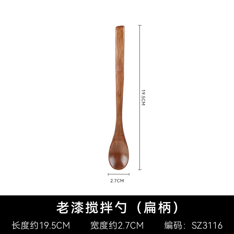 Wooden spoon with long handle for coffee