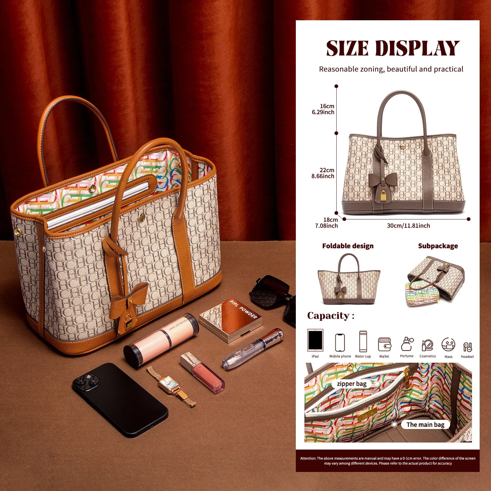 Mixed fabric handbag | Autumn, urban and practical style for women | CH
