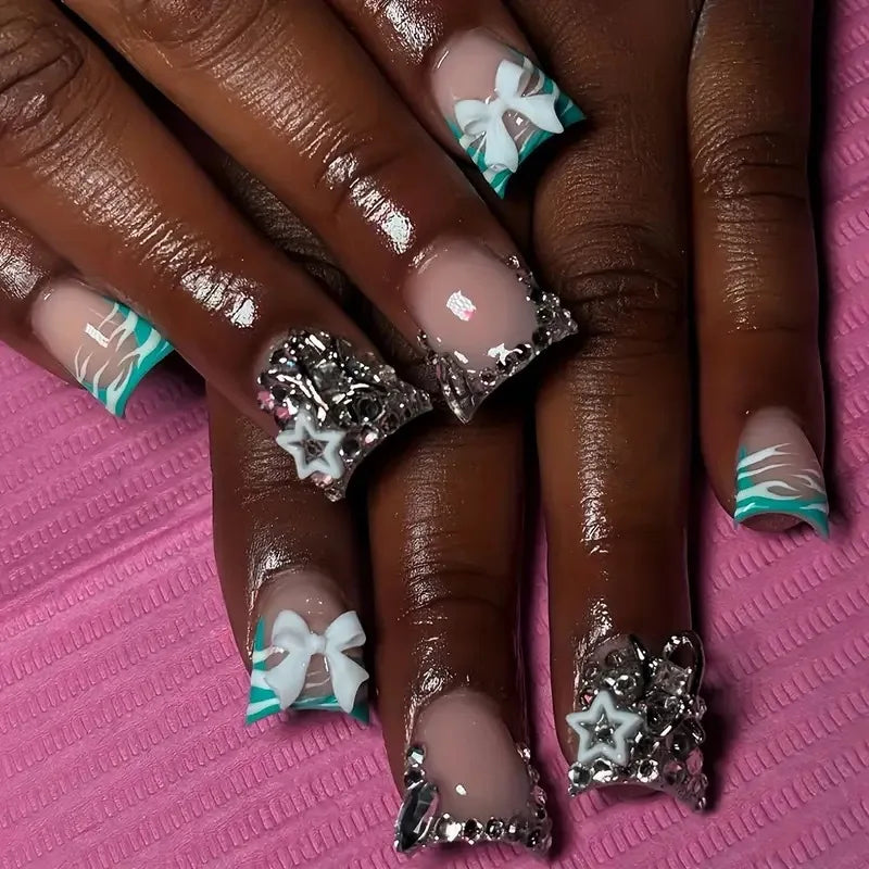 Duck shaped press on nails punk style