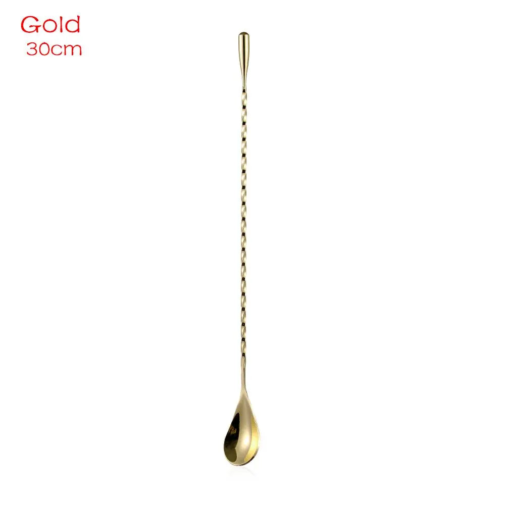 Cocktail Mixing Spoon (Long Handle, Spiral, Teardrop) | Stainless Steel Bartender Tool | Bar Stirring Spoon for Kitchen & Home Bar