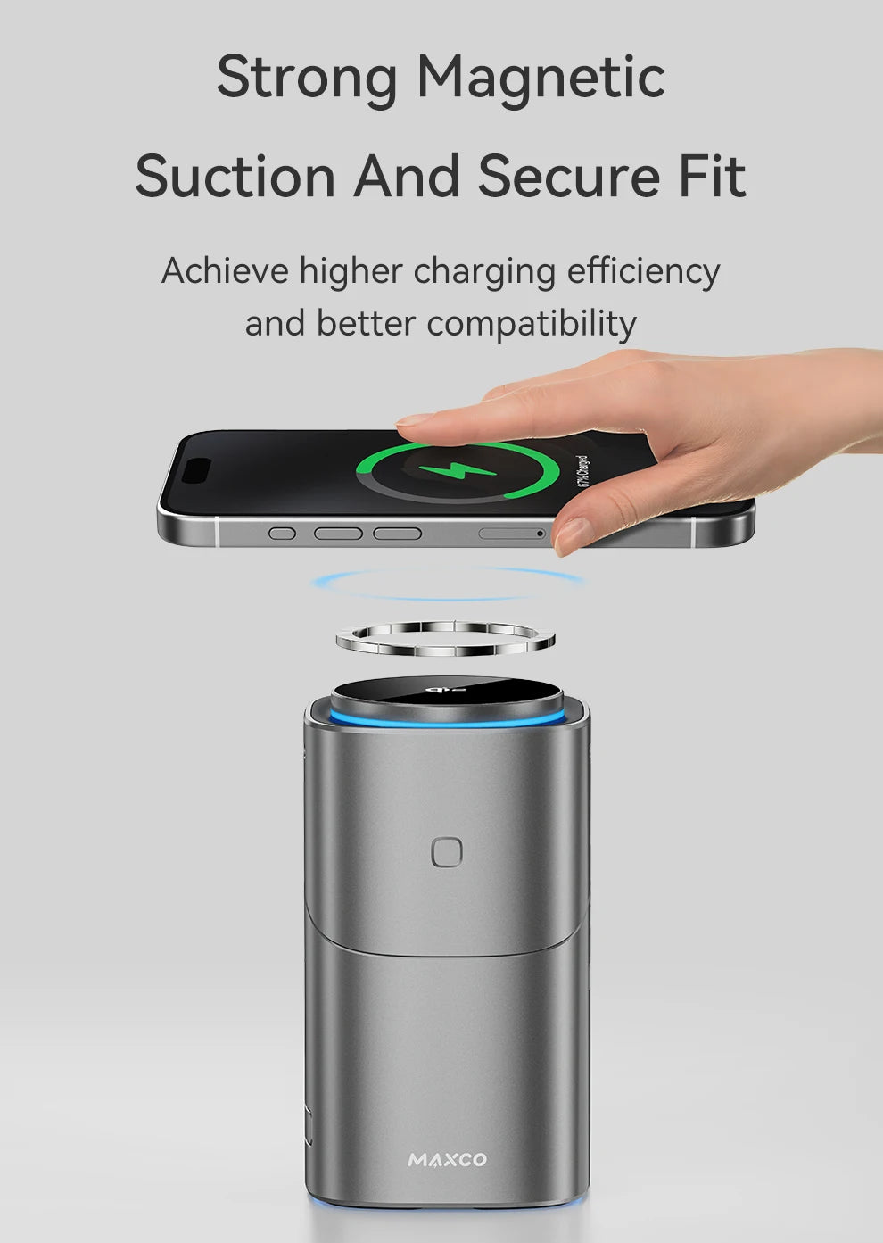 MAXCO Qi2 3-in-1 Wireless Charger, 15W Fast Magnetic Charging Station for iPhone 15/16, Apple Watch and AirPods