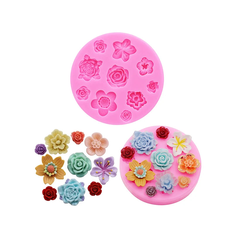 Flower silicone mold with rose shapes