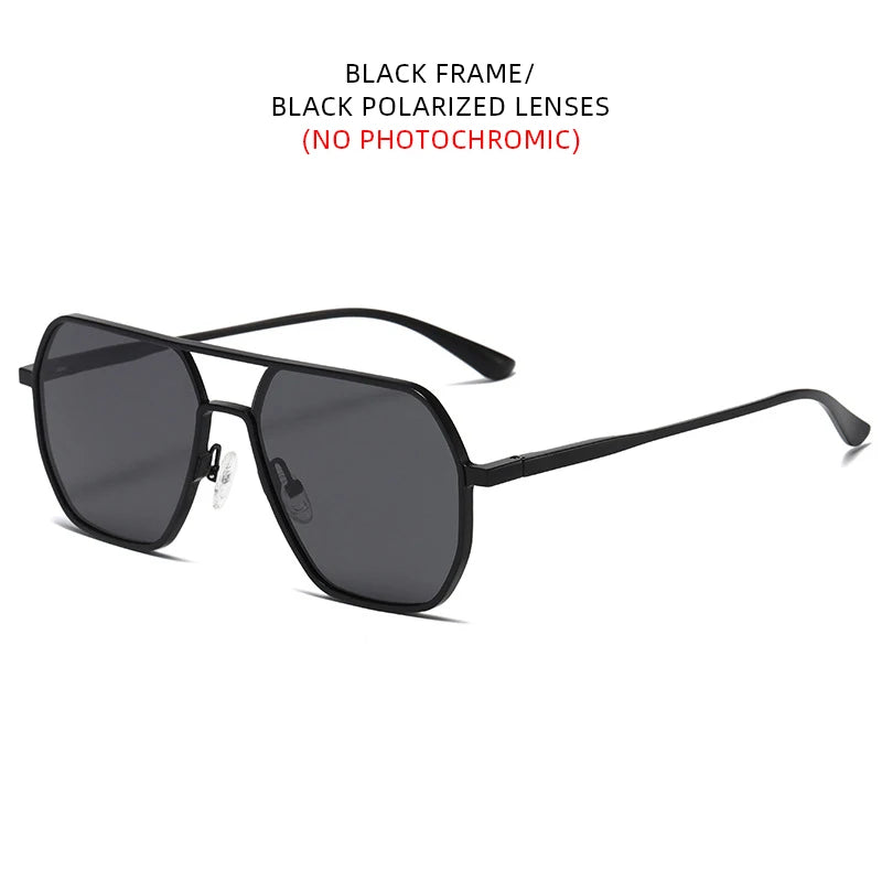 Unisex Metal Photochromic Sunglasses - Polarized with UV400 Protection