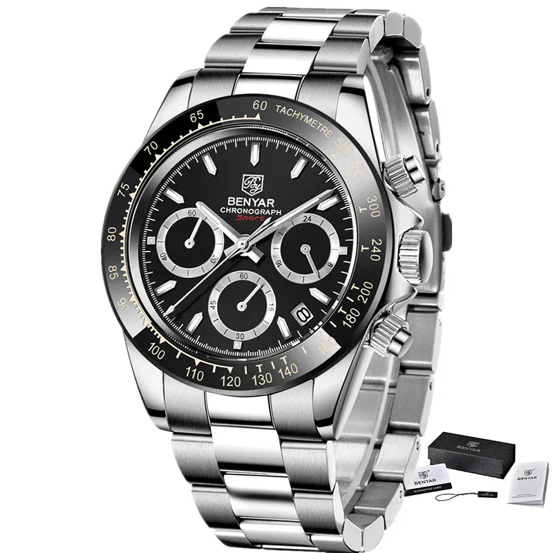 Look for it here black J-BENYAR Men's Chronograph Waterproof Stainless Steel Watch