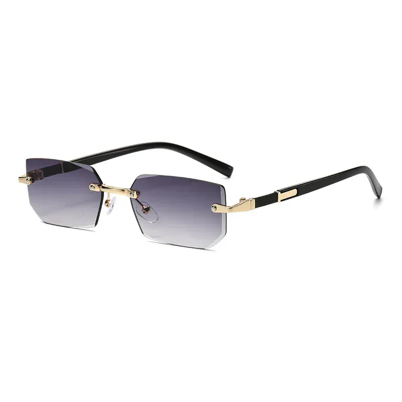 Look for it here GRADIENT GREY / Gold A-Unisex Rimless Sunglasses - Rectangular and Retro Style with UV400 Protection