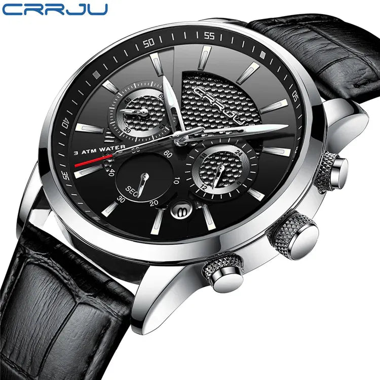 Look for it here silver black J-CRRJU Men's Military Waterproof Leather Strap Watch