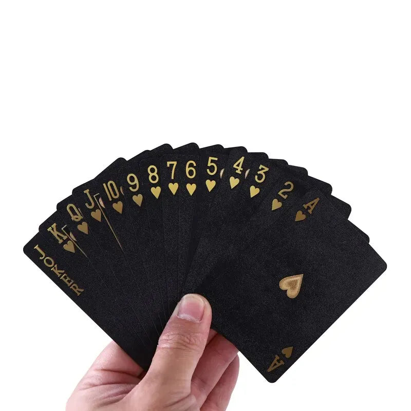 Shop1103836521 Store Light Grey JU-Black Gold Waterproof Playing Card Deck