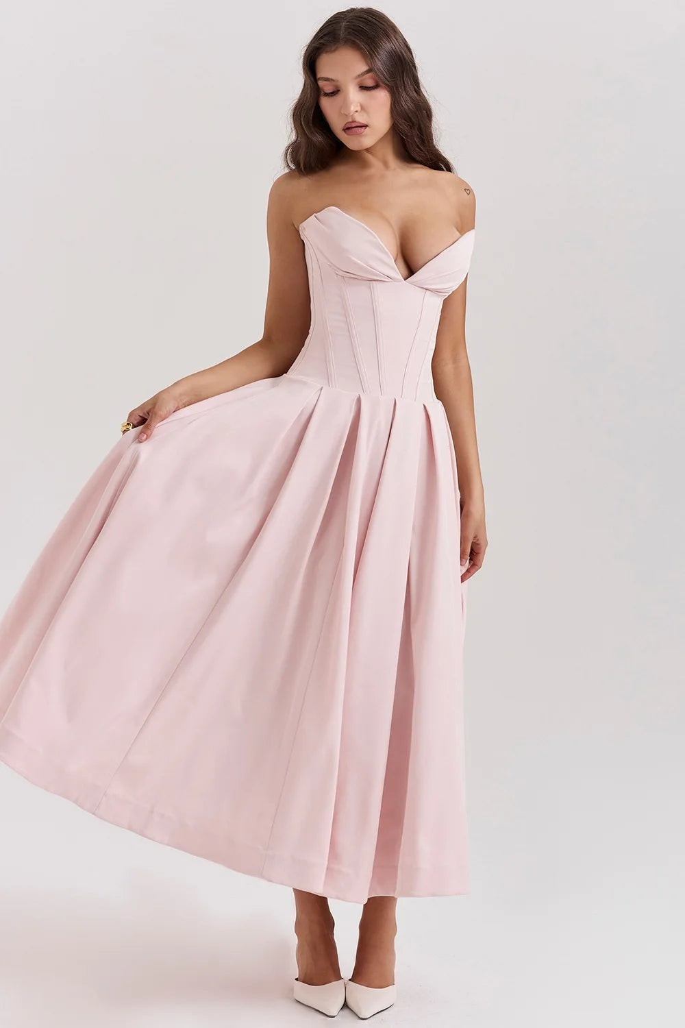 Strapless Corset Midi Dress