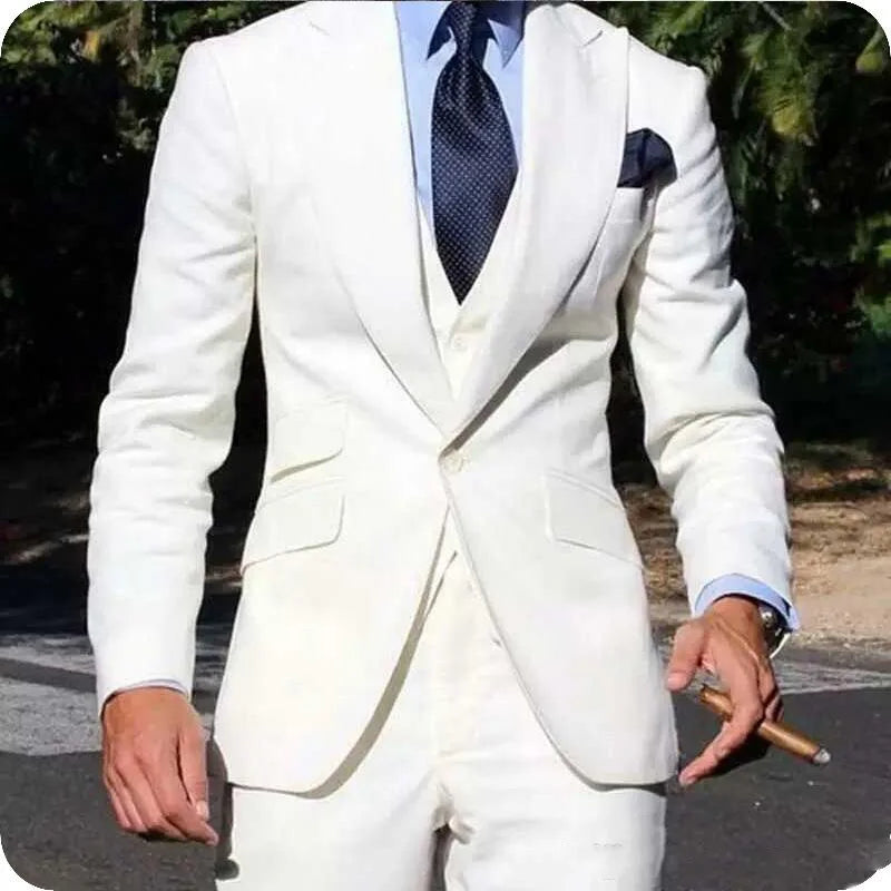 Mens 3 piece slim fit suit, elegant formal groom's suit with jacket