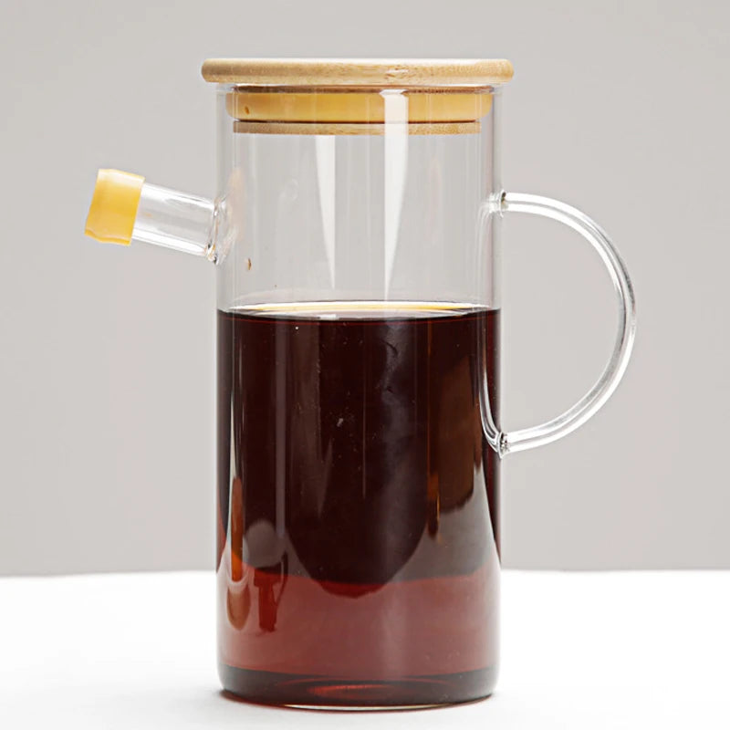 Glass Oil Bottle with Handle and Scale