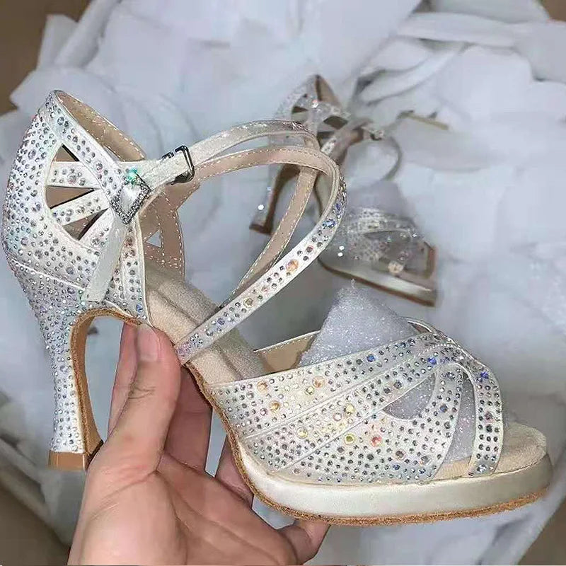 Women’s salsa shoes with rhinestones