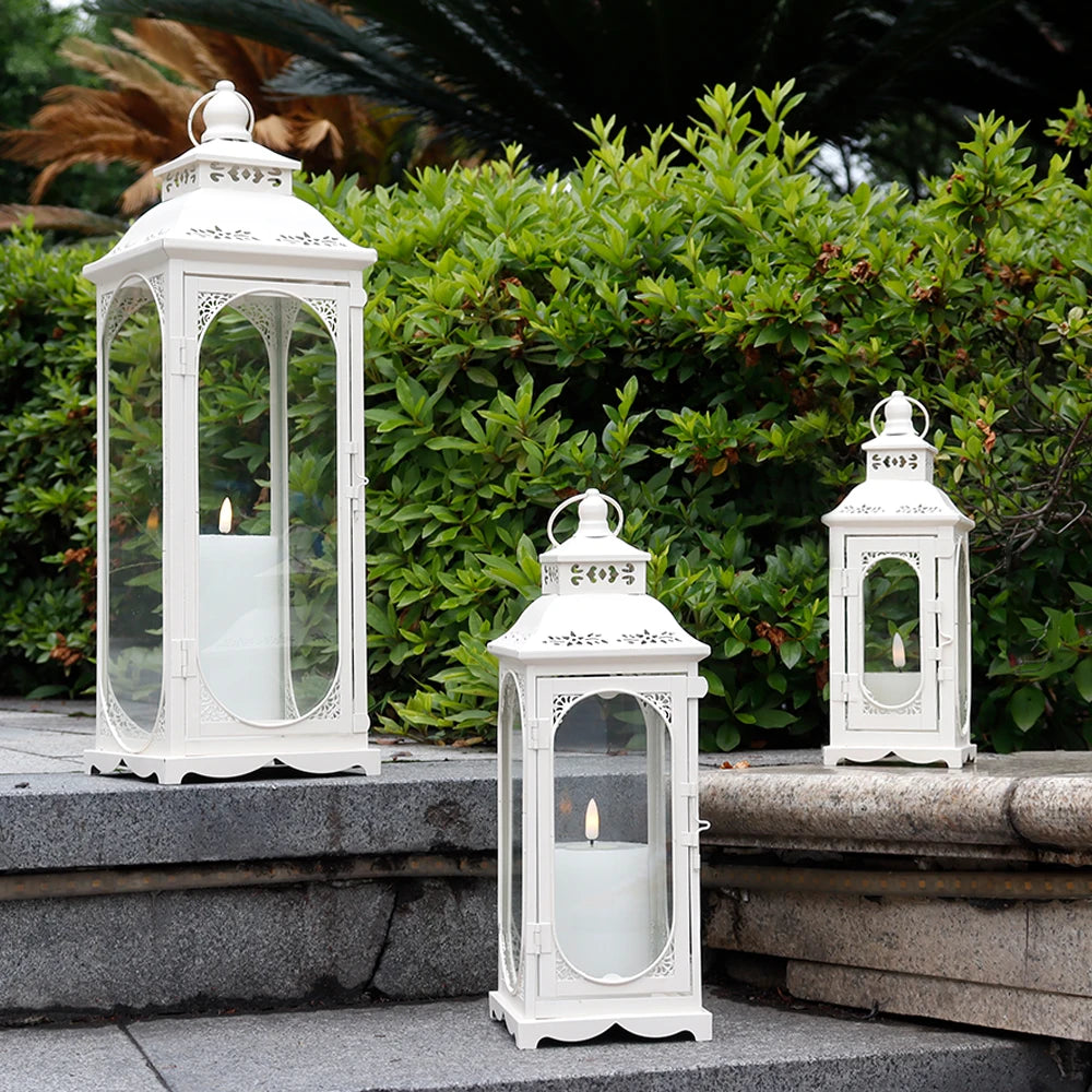 Set of 3 Rustic Metal Lanterns