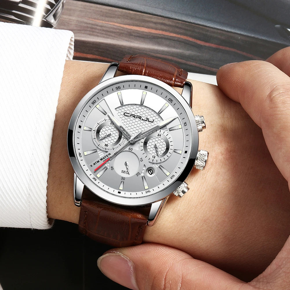 Men's Military Waterproof Leather Strap Watch