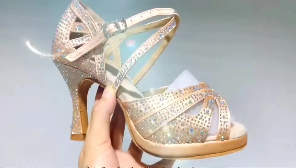 Women’s salsa shoes with rhinestones