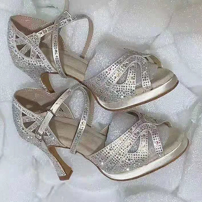 Women’s salsa shoes with rhinestones