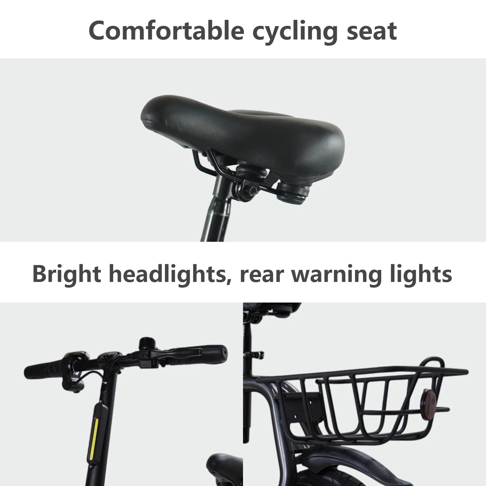 Urban electric bike with rear basket