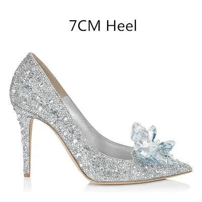 Bridal Evening Shoes | Sparkling Pumps with Rhinestones and Pointed Toe | Stiletto Heel
