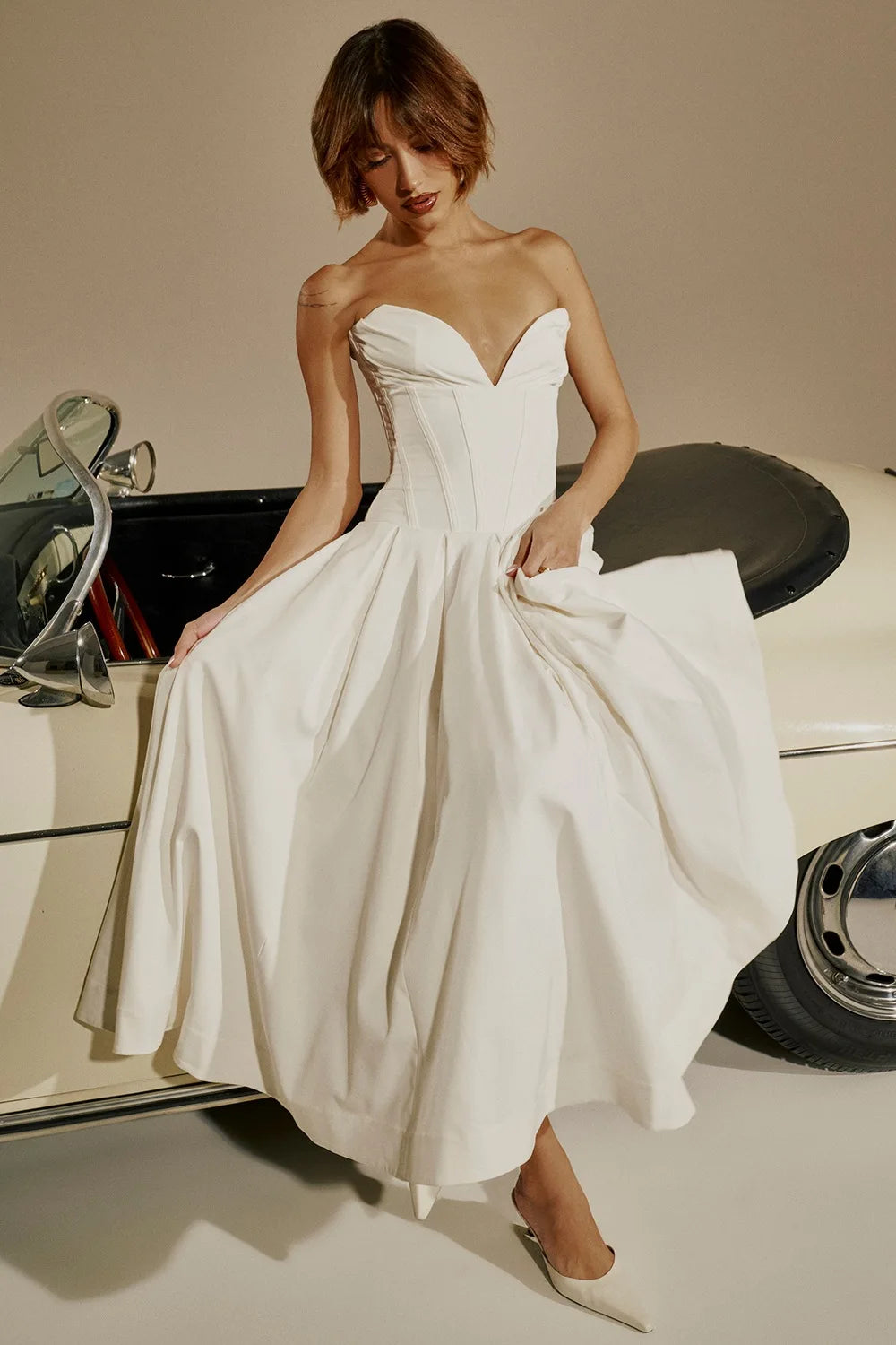 Strapless Corset Midi Dress