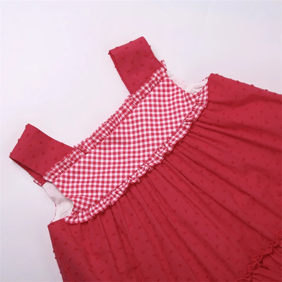 Baby Girl Summer Clothes (6-24M) | Casual Dress with Red Plaid Print