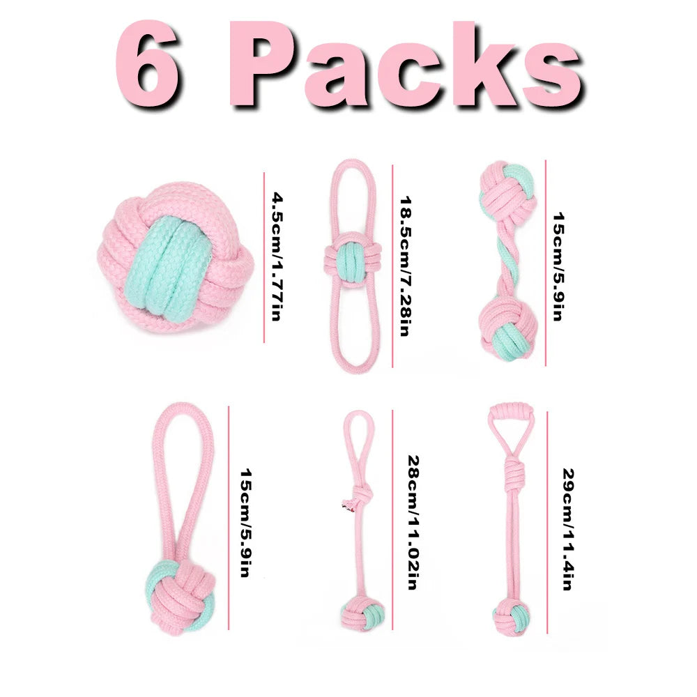 Set of 12 Rope Dog Toys | Dental Cleaning and Chewing Toys | Durable Outdoor Toy