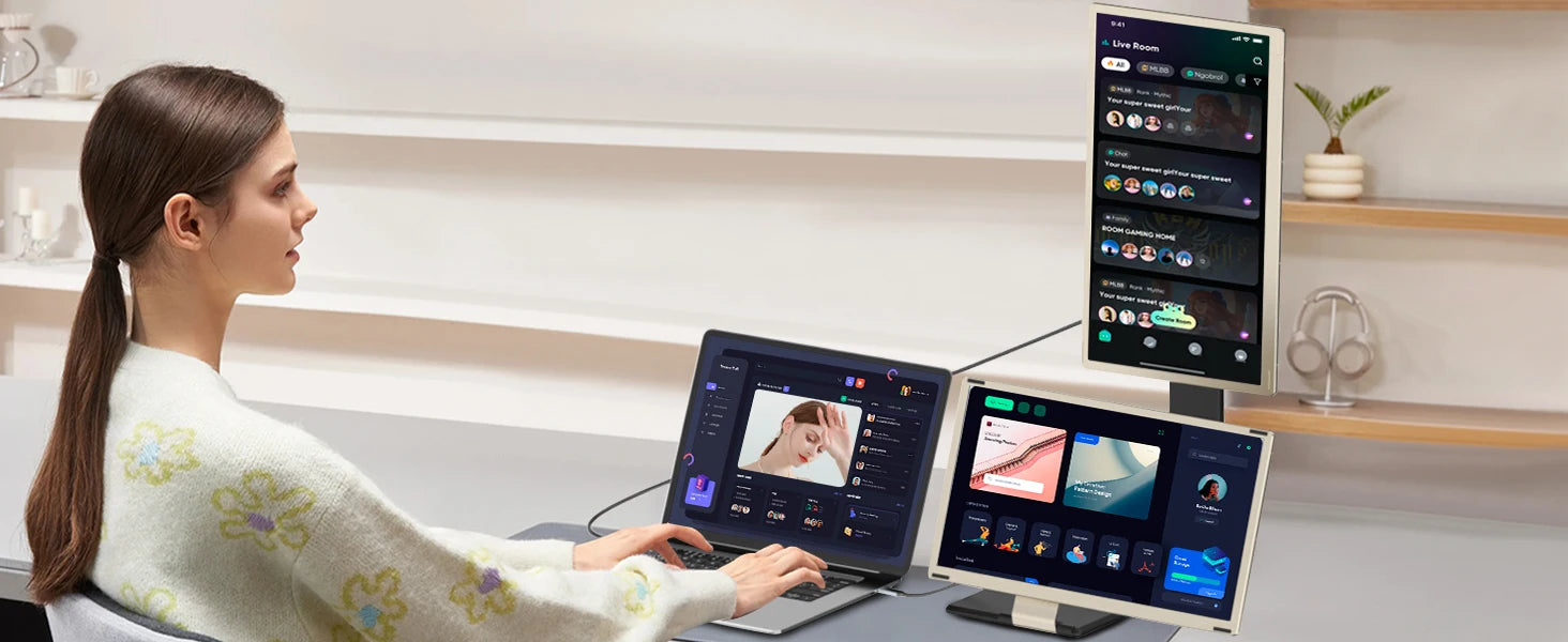 15.6" Portable Laptop Monitor | Foldable Dual Screen Extender | New Trend S6