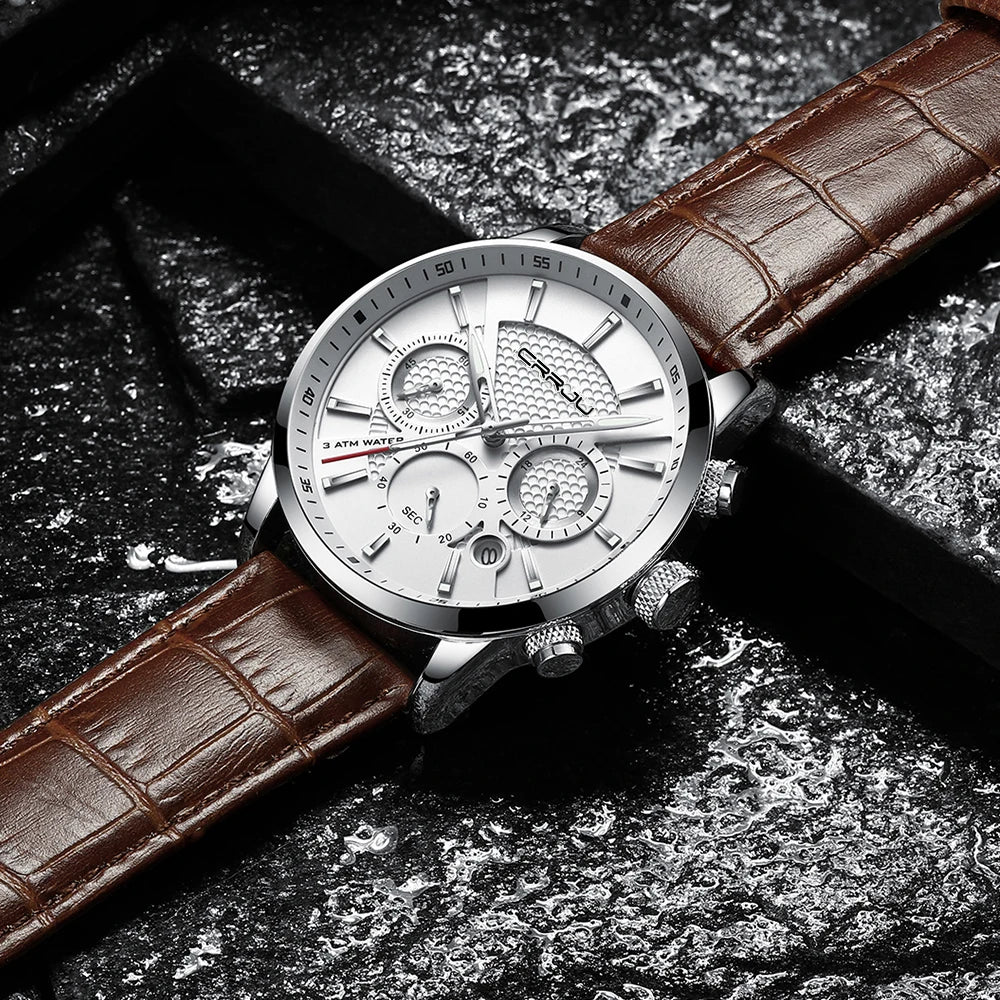Men's Military Waterproof Leather Strap Watch