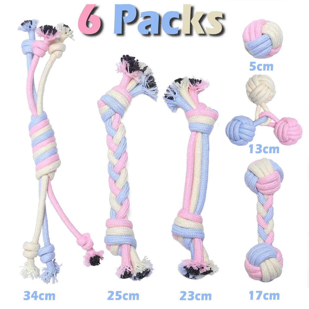 Set of 12 Rope Dog Toys | Dental Cleaning and Chewing Toys | Durable Outdoor Toy