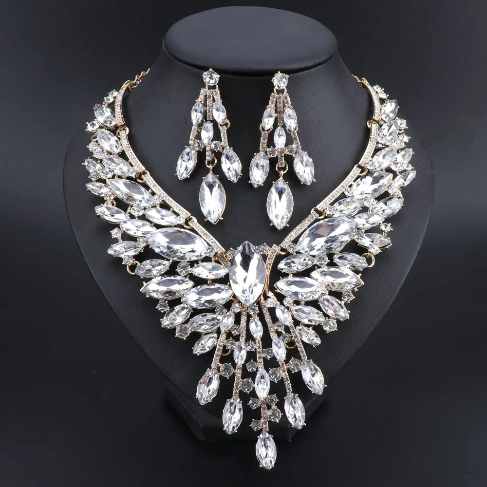 Indian style bridal jewelry set with crystal necklace