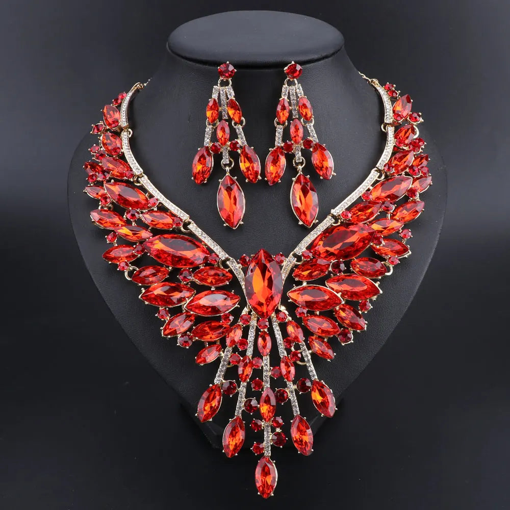 Indian style bridal jewelry set with crystal necklace
