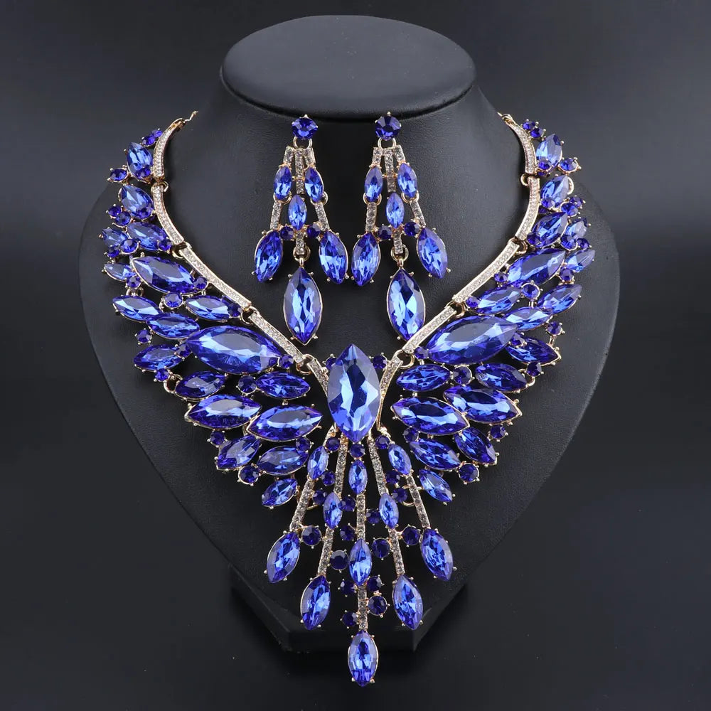 Indian style bridal jewelry set with crystal necklace