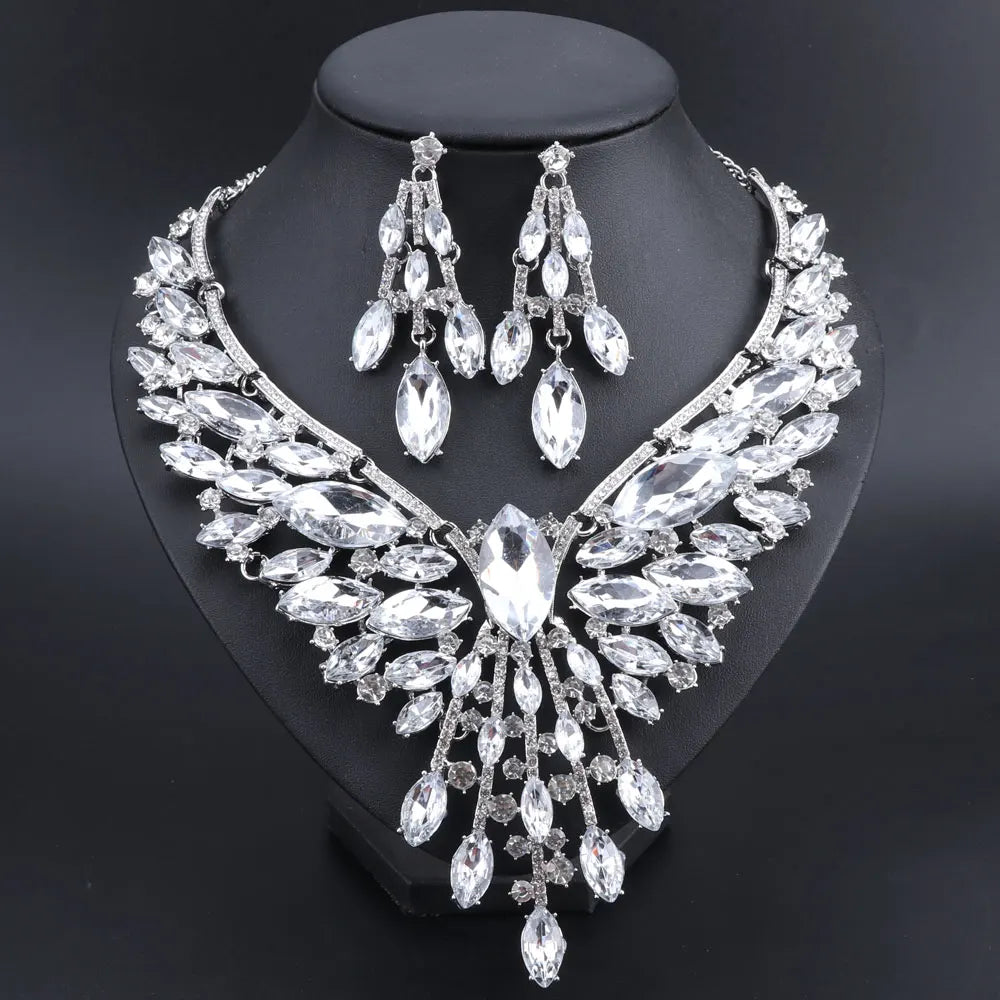 Indian style bridal jewelry set with crystal necklace
