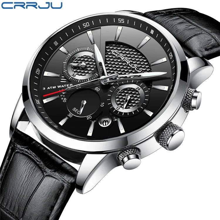 Men's Military Waterproof Leather Strap Watch